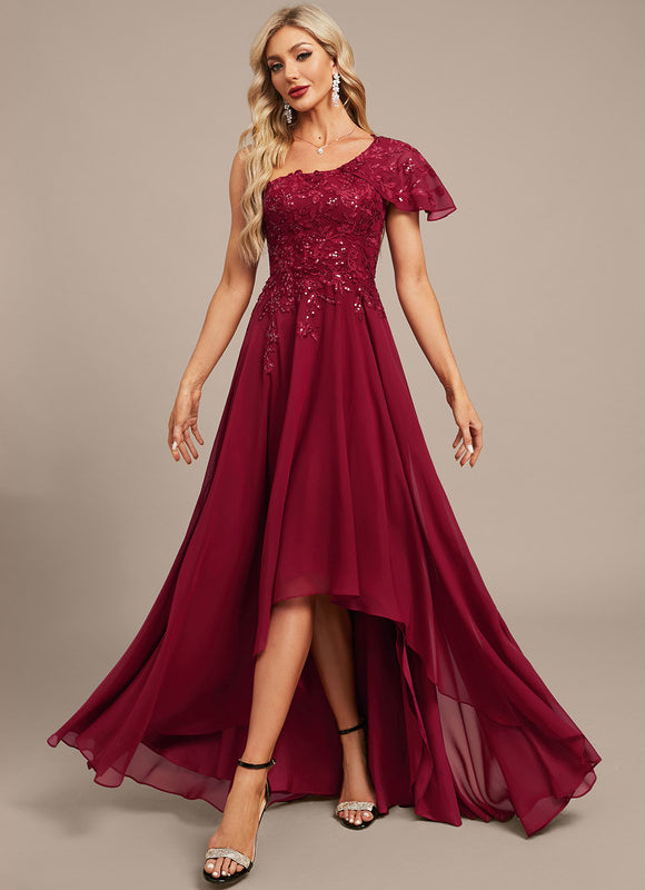 Robe Longue Asymétrique Rouge - gallery 4