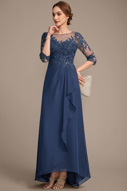 Robe Asymétrique Bleu Ornée - gallery 3