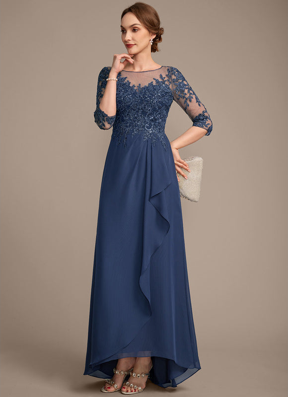 Robe Asymétrique Bleu Ornée - gallery 3