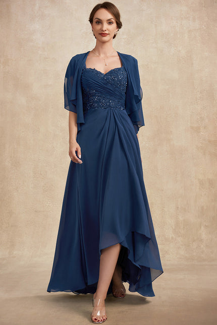 Robe Asymétrique Mousseline Bleu Profond