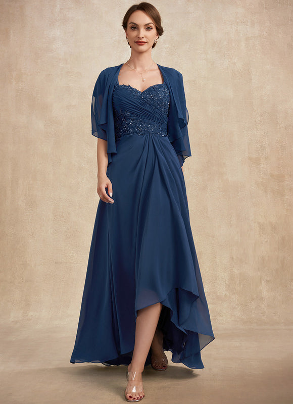 Robe Asymétrique Mousseline Bleu Profond