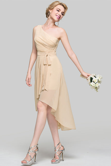 Robe Asymétrique Chiffon Nude - gallery 6