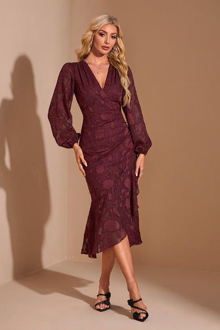 Robe Asymétrique Bordeaux