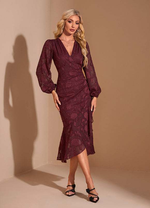 Robe Asymétrique Bordeaux