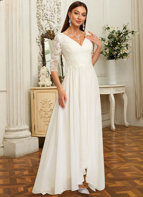 Robe Asymétrique Élégante Dentelle - gallery 1