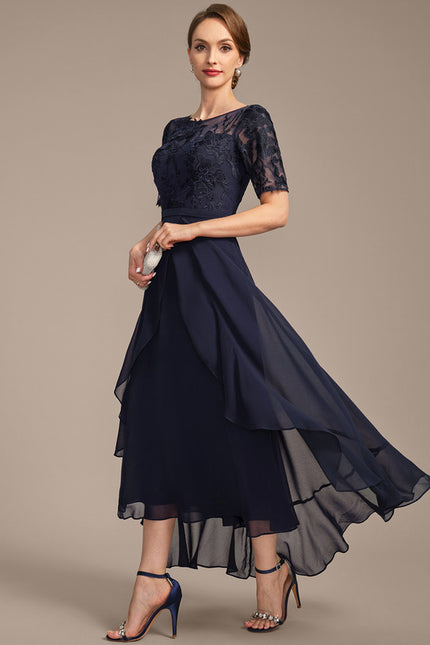 Robe Asymétrique Marine Élégante - gallery 3