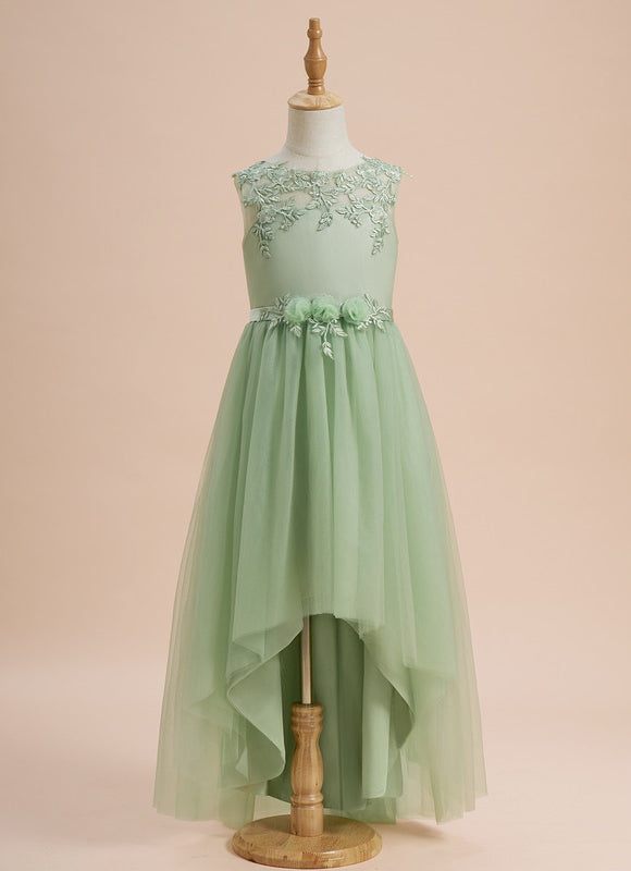 Robe Asymétrique Enfant Tulle Floral - gallery 1