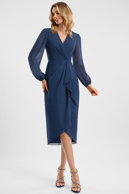 Robe Asymétrique Cocktail Bordeaux Volants - gallery 2