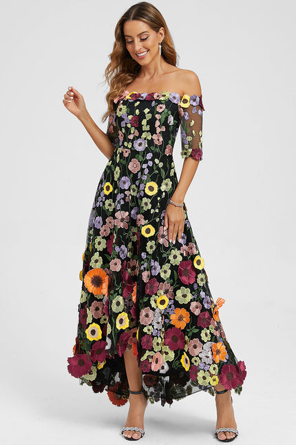 Robe Asymétrique Étoffe Florale - gallery 3