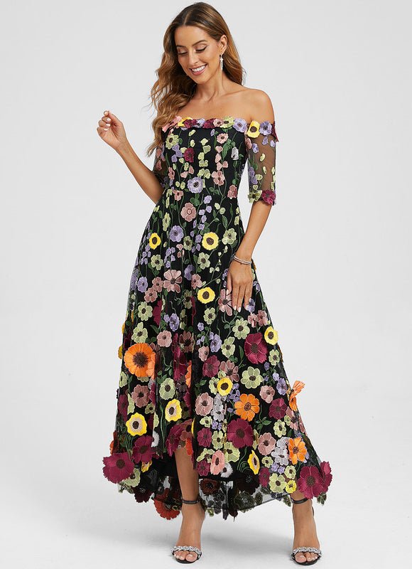 Robe Asymétrique Étoffe Florale - gallery 3