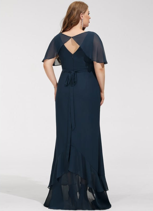 Robe Courte Asymétrique Coupe Trapèze À Volants - gallery 8