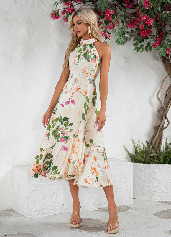 Robe Asymétrique Cocktail Florale Chic