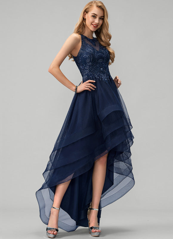 Robe Asymétrique Tulle Ondulée - gallery 3