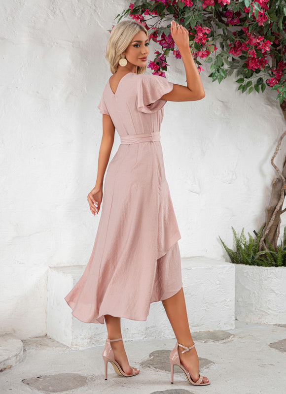 Robe Asymétrique Fluide Rose - gallery 2