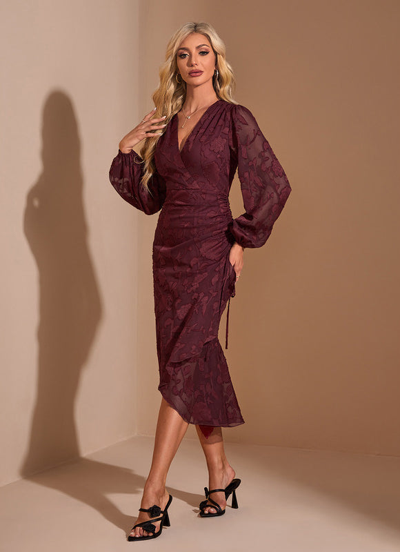 Robe Asymétrique Bordeaux - gallery 3