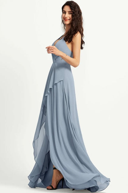 Robe Courte Asymétrique Coupe Trapèze À Volants - gallery 2
