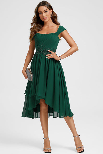 Robe Asymétrique Émeraude Fluide - gallery 4