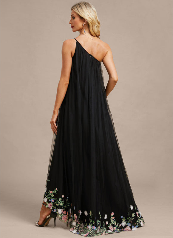 Robe Trapèze Asymétrique Fleurie - gallery 5