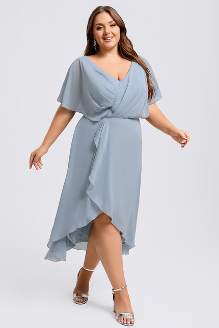 Robe Asymétrique Cocktail Bordeaux Volants - gallery 6