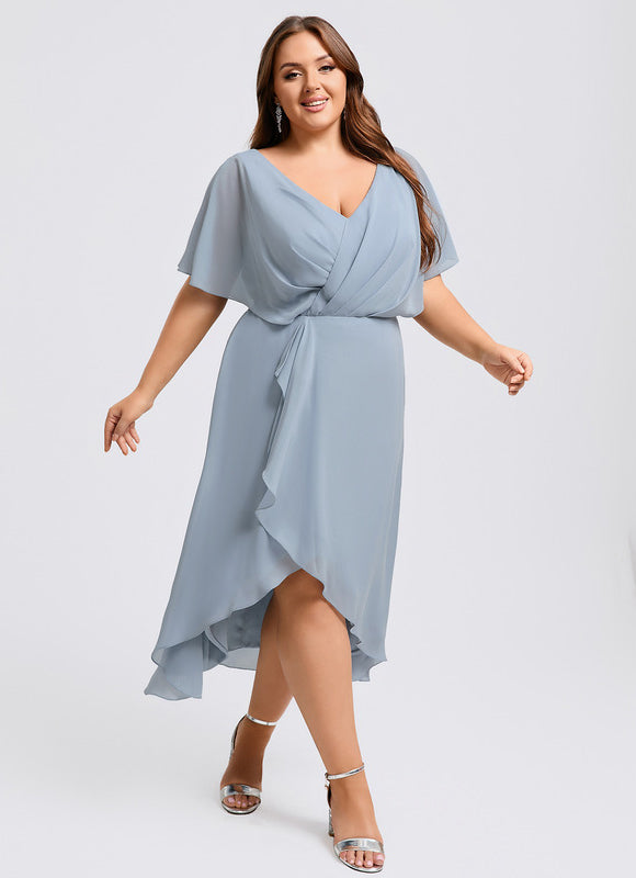 Robe Asymétrique Cocktail Bordeaux Volants - gallery 6