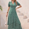 Robe Asymétrique Verte Maxi Fleuri