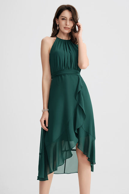 Robe Asymétrique Flottante Émeraude - gallery 4