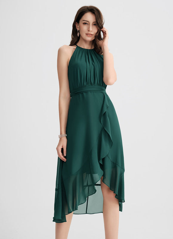 Robe Asymétrique Flottante Émeraude - gallery 4