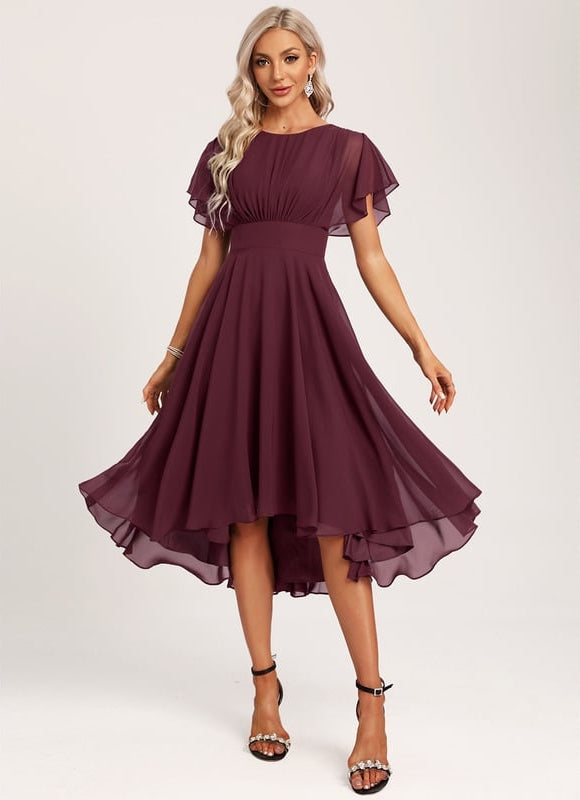 Robe Asymétrique Fluide À Volants