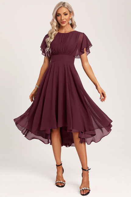 Robe Asymétrique Mousseline Prune