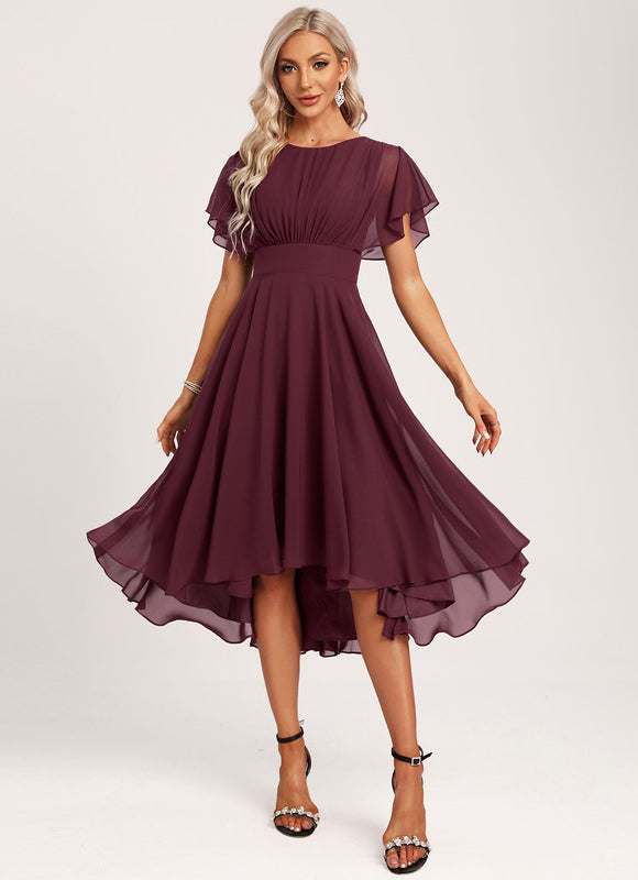 Robe Asymétrique Mousseline Prune