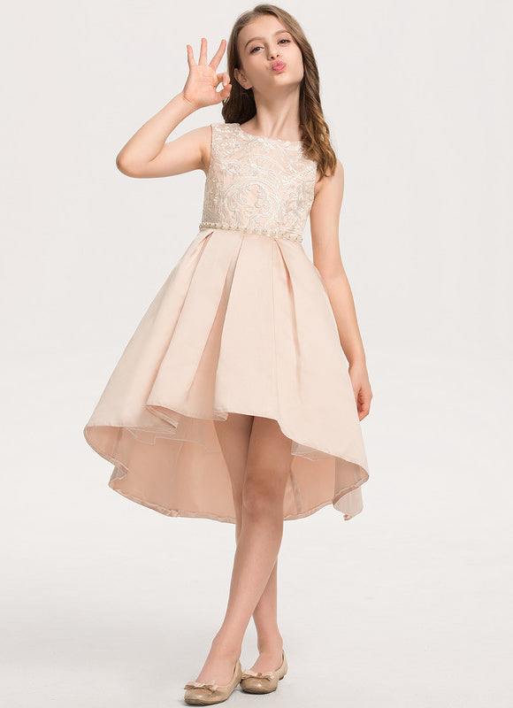 Robe Asymétrique En Satin Perlée - gallery 3