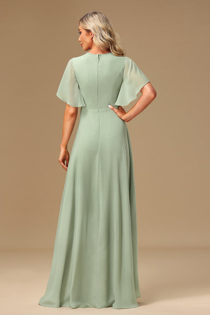 Robe Asymétrique Longue Vert Pâle - gallery 3