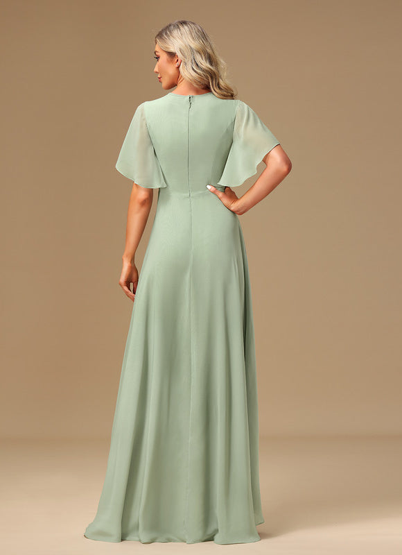Robe Asymétrique Longue Vert Pâle - gallery 3
