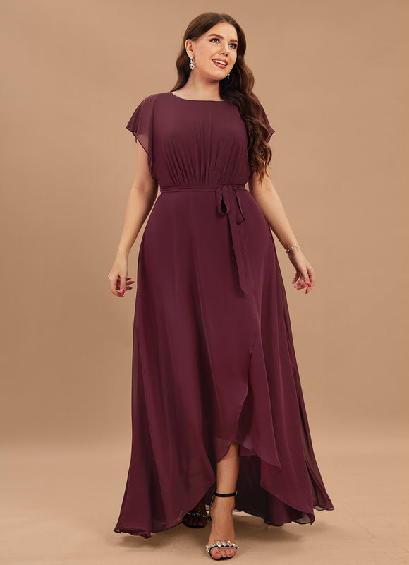 Robe Asymétrique Fluide À Volants - gallery 5