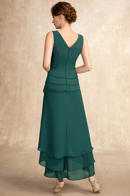 Robe Asymétrique Émeraude Plissée - gallery 2