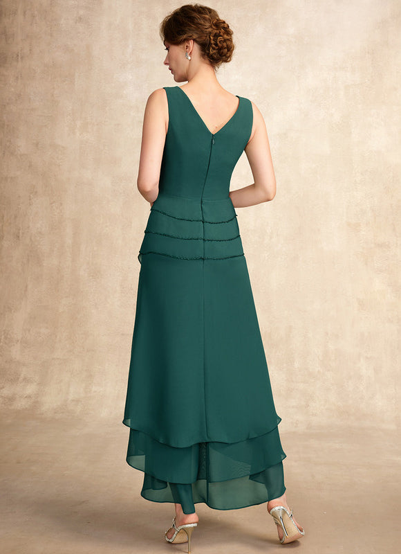 Robe Asymétrique Émeraude Plissée - gallery 2