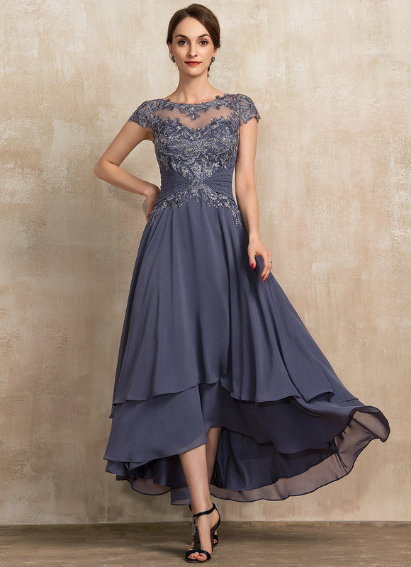 Robe Asymétrique Mousseline Perlée