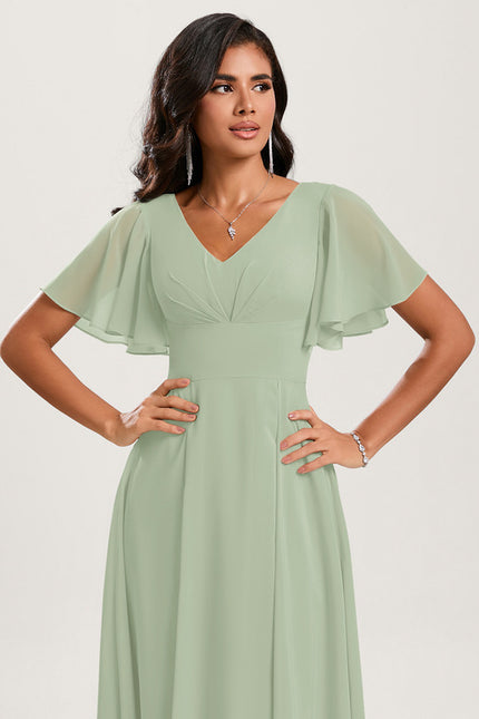 Robe Asymétrique Fluide Vert Pâle - gallery 4
