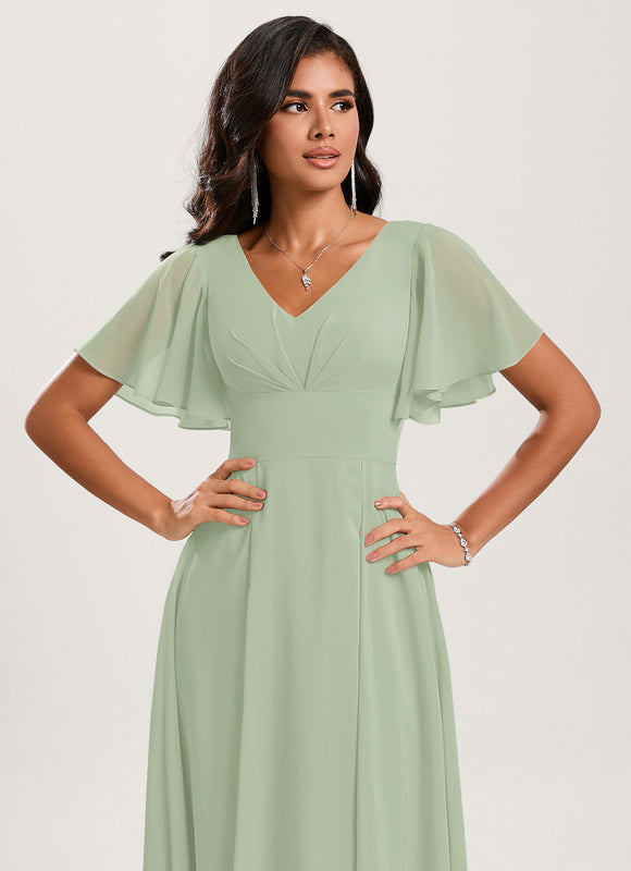 Robe Asymétrique Fluide Vert Pâle - gallery 4