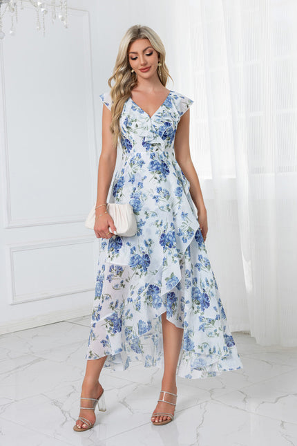 Robe Asymétrique Fleurie Midi - gallery 2