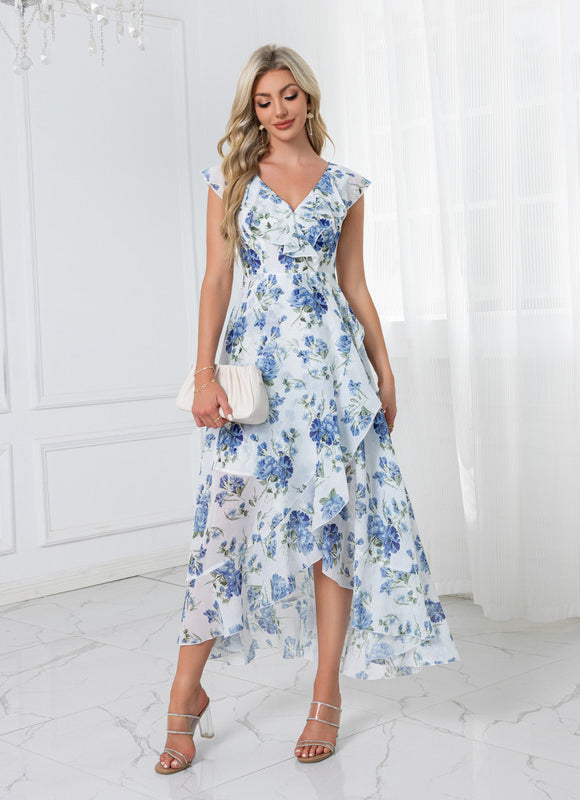 Robe Asymétrique Fleurie Midi - gallery 2