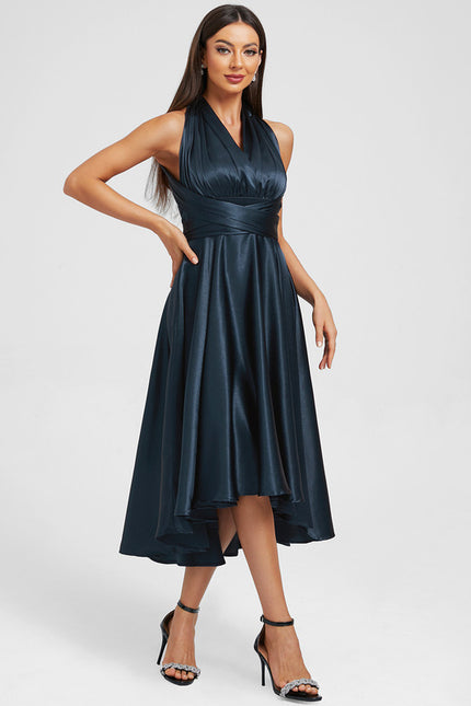 Robe Asymétrique Bleu Marine - gallery 4