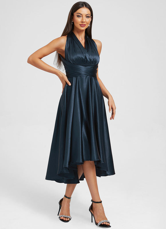 Robe Asymétrique Bleu Marine - gallery 4