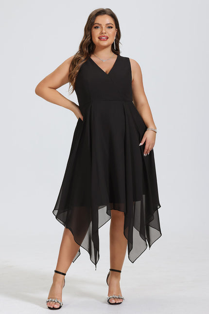 Robe Courte Asymétrique Coupe Trapèze À Volants - gallery 4