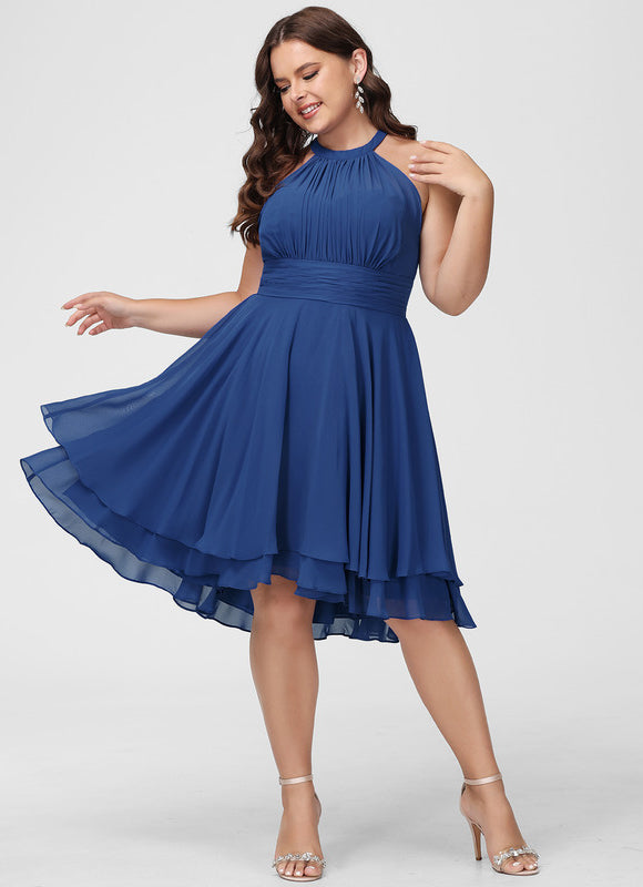 Robe Asymétrique Mousseline Prune - gallery 7