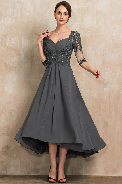 Robe Asymétrique Mousseline Bleu Profond - gallery 2