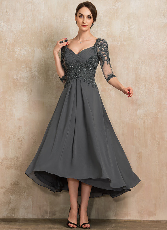 Robe Asymétrique Mousseline Bleu Profond - gallery 2