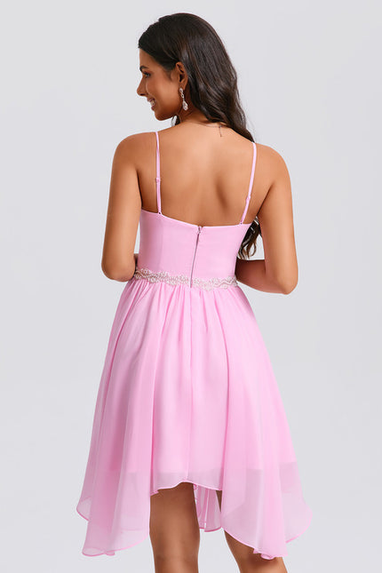 Robe Asymétrique Bal Rose Légère - gallery 6