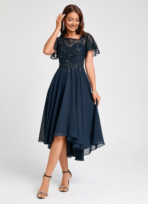 Robe Asymétrique Élégante Marine - gallery 5