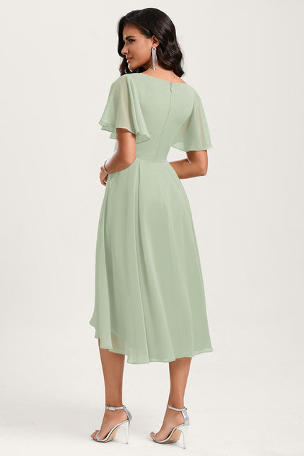 Robe Asymétrique Fluide Vert Pâle - gallery 3